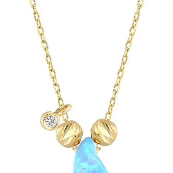14k Gold Diamond Butterfly Opal Necklace for Women,All Products : American Fashion Style Bags On Sale